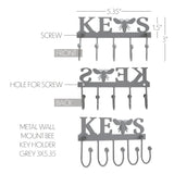 Buzzy Bees Metal Wall Mount Bee Key Holder Grey 3x5.3