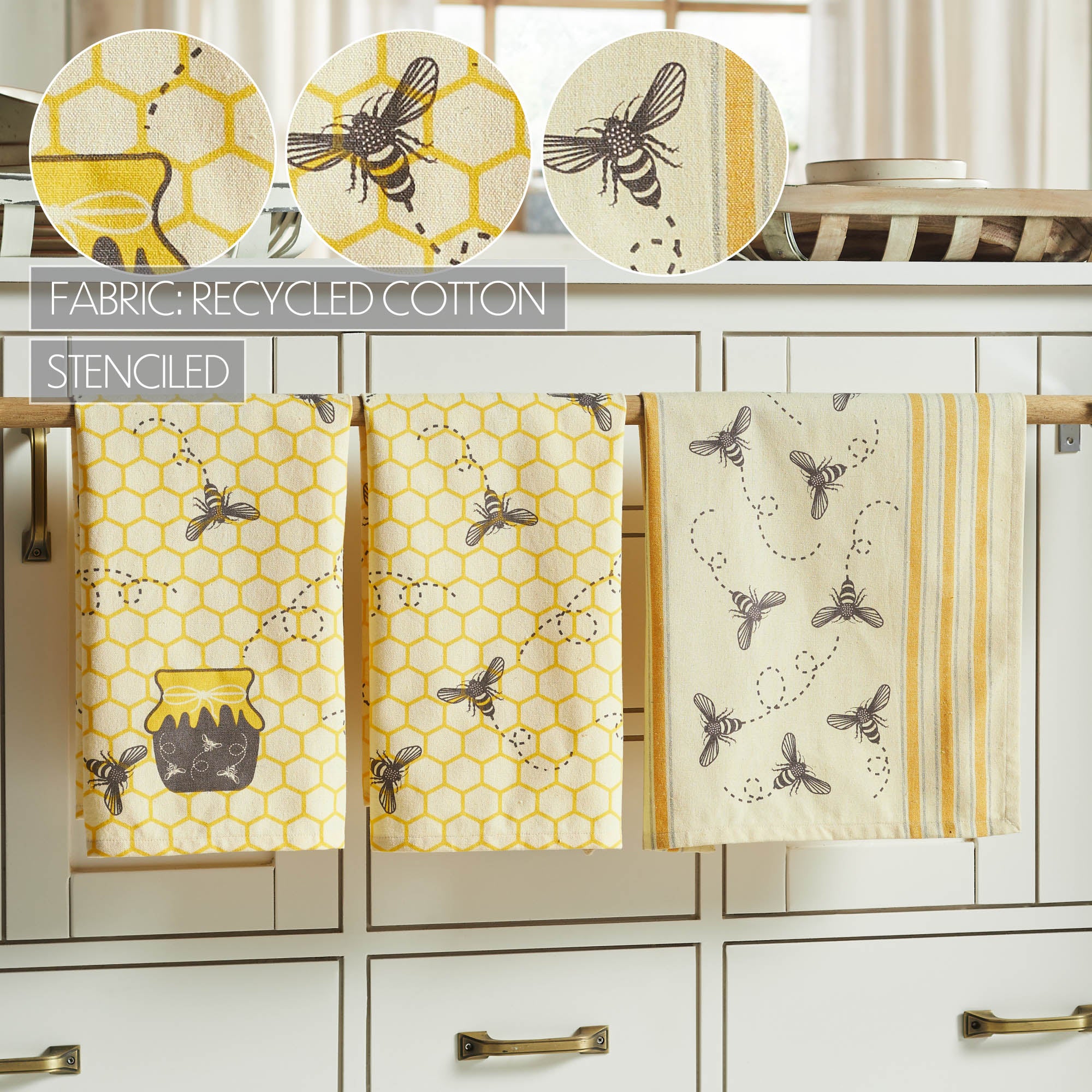 VHC Brands Buzzy Bees Honeypot Tea Towel - Thumbnail 2