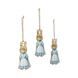 Bunny Hop Metal Apron Rabbit Ornament Set of 3 4x2