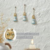 Bunny Hop Metal Apron Rabbit Ornament Set of 3 4x2