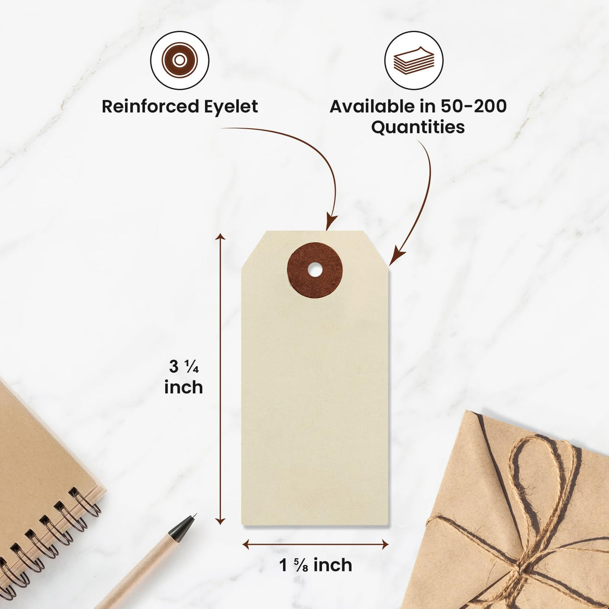 9pt Creme Manila Tag Set of 100 Size #2