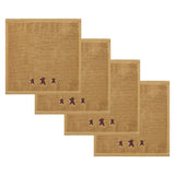 Burgundy Prim Stars Tan Washcloth Set of 4 12x12