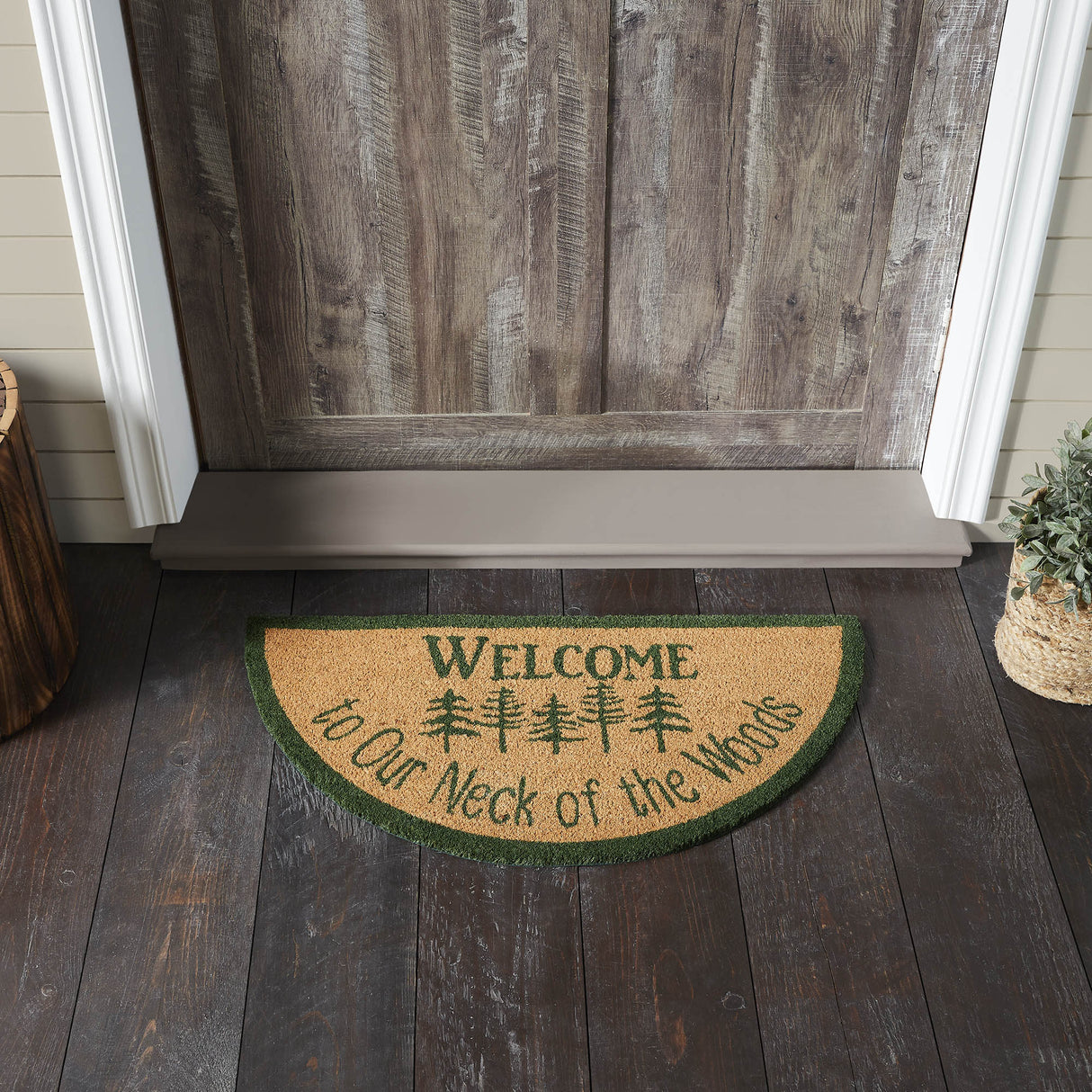 Neck Of Woods Coir Welcome Rug Half Circle 16.5x33