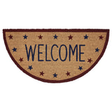 Patriotic Stars Welcome Coir Rug Half Circle 16.5x33
