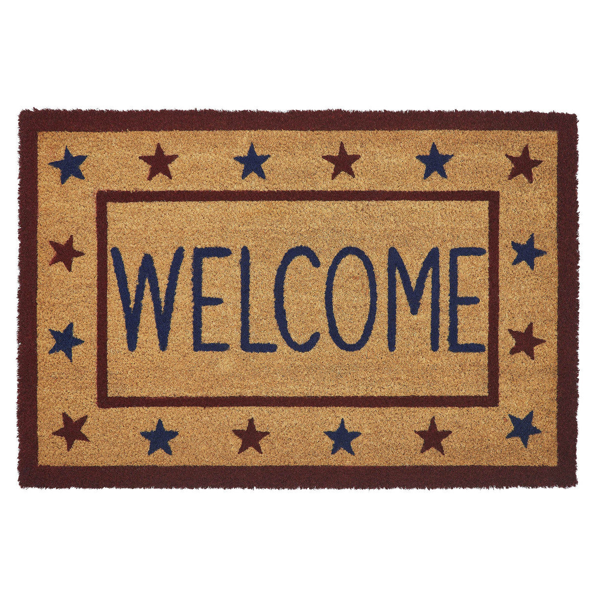 Patriotic Stars Welcome Coir Rug Rect 20x30