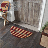 Patriotic Stripes Coir Welcome Rug Half Circle 16.5x33