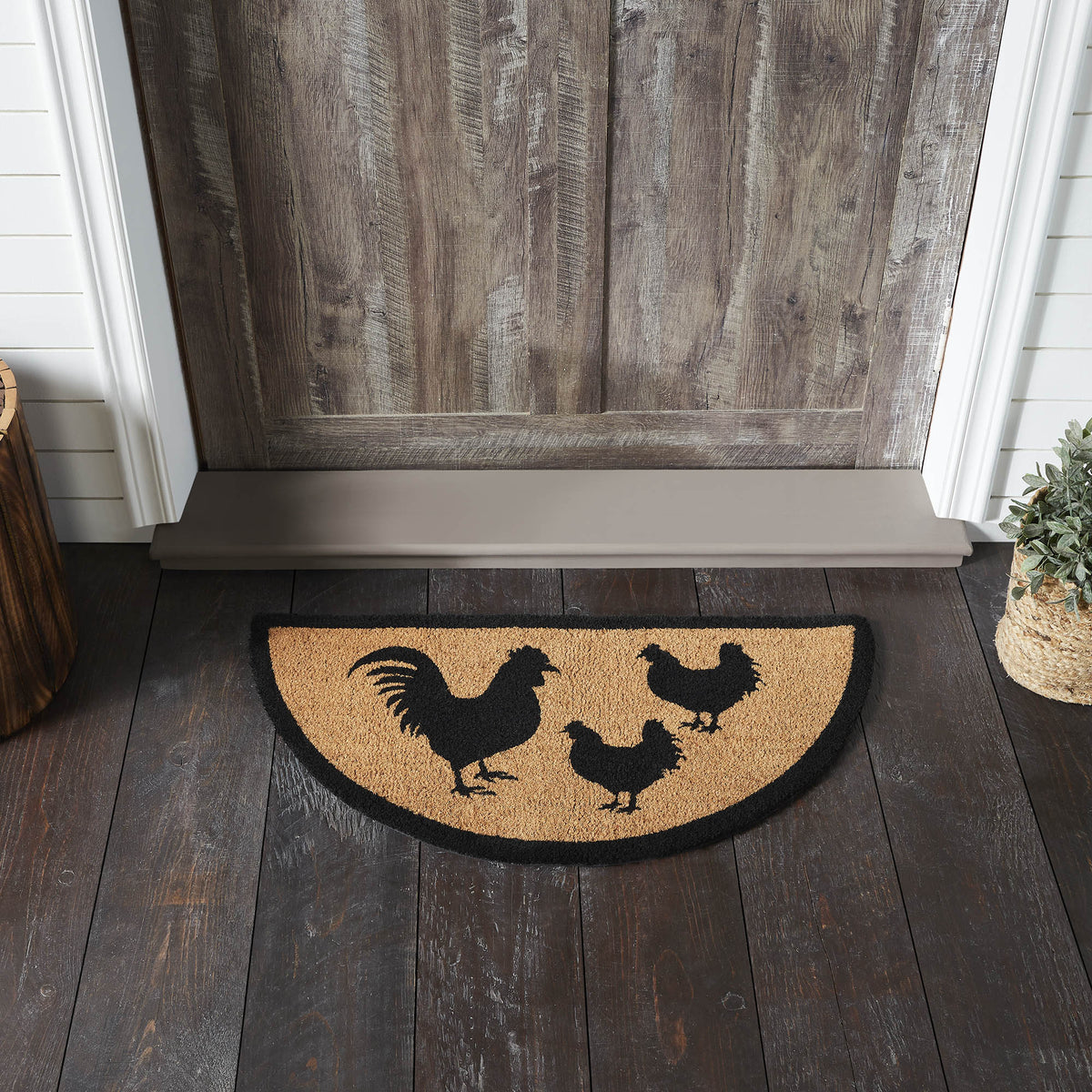 Down Home Rooster & Hens Coir Rug Half Circle 16.5x33 – VHC Brands Home ...