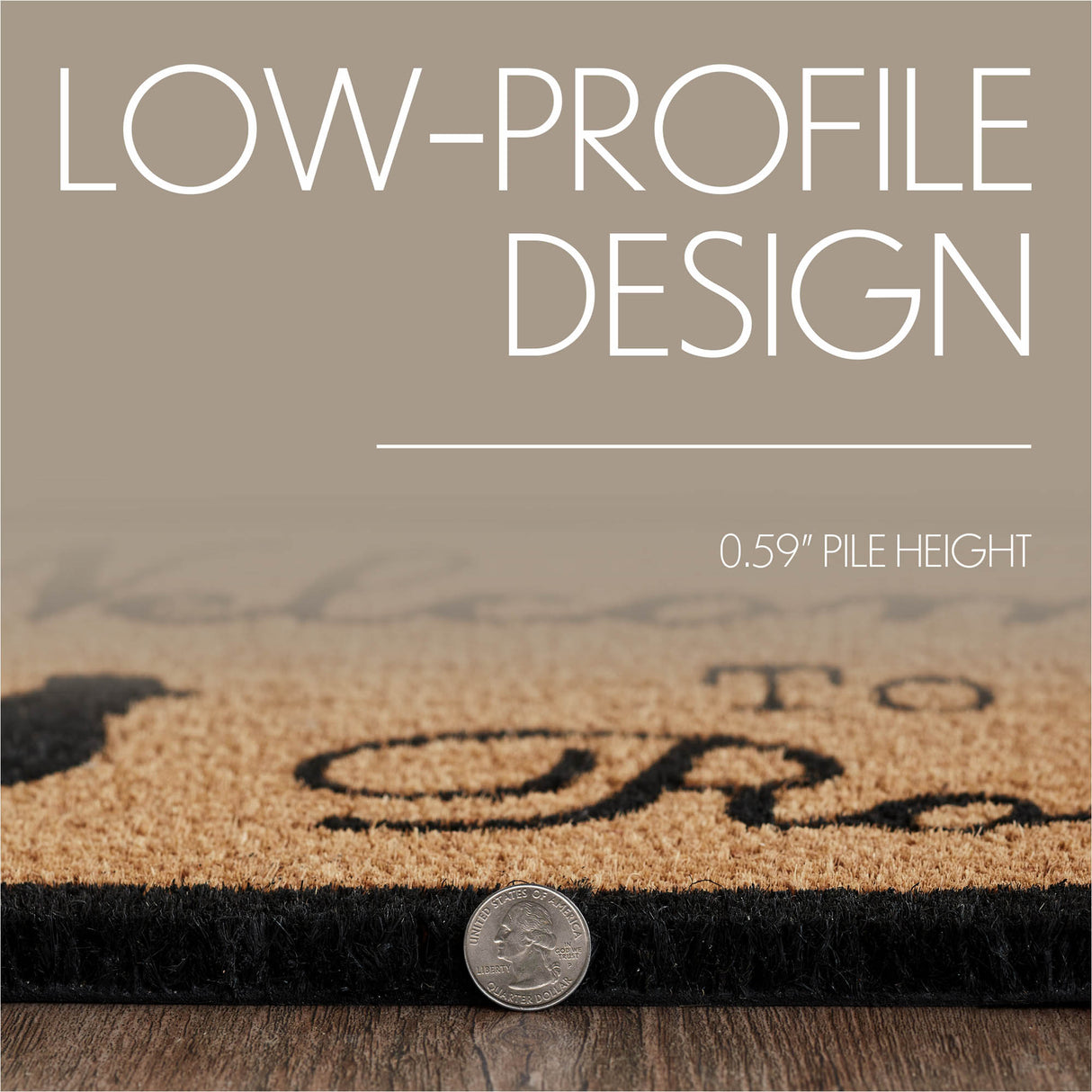 Down Home Welcome to the Roost Coir Rug Half Circle 16.5x33