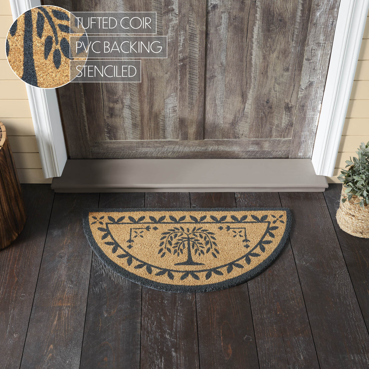 Willow Tree Coir Rug Half Circle 16.5x33