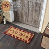 Burgundy Check Stars Coir Welcome Rug Rect 17x36