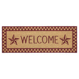 Burgundy Check Stars Coir Welcome Rug Rect 17x48