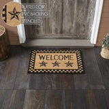 Black Check Stars Coir Welcome Rug Rect 20x30