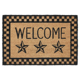 Black Check Stars Coir Welcome Rug Rect 20x30