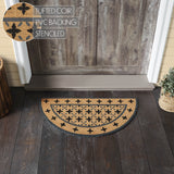Charleston Mosaic Black Grey Coir Rug Half Circle 16.5x33