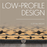 Charleston Mosaic Black Grey Coir Rug Rect 20x30