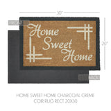 Home Sweet Home Charcoal Creme Coir Rug Rect 20x30