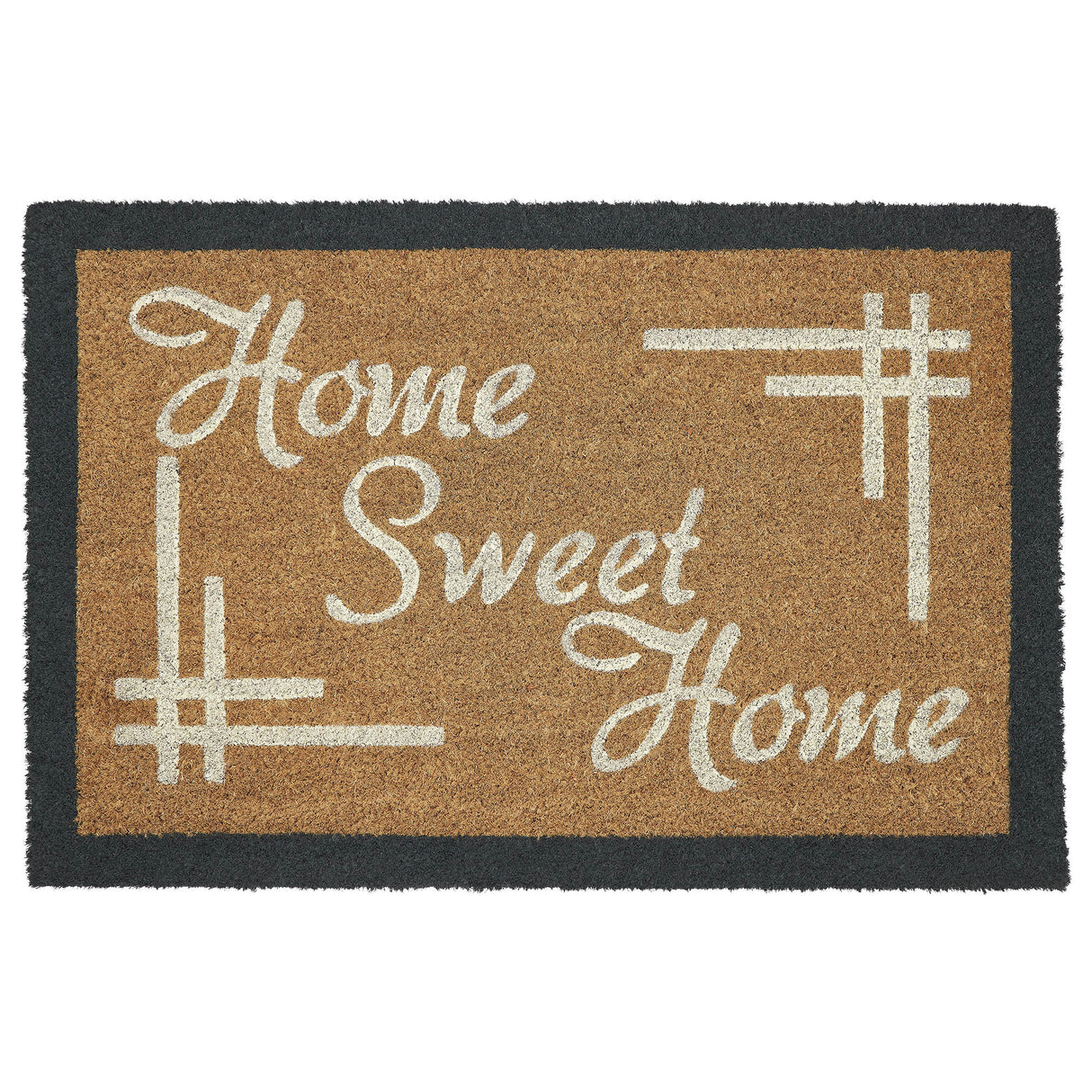 Home Sweet Home Charcoal Creme Coir Rug Rect 20x30