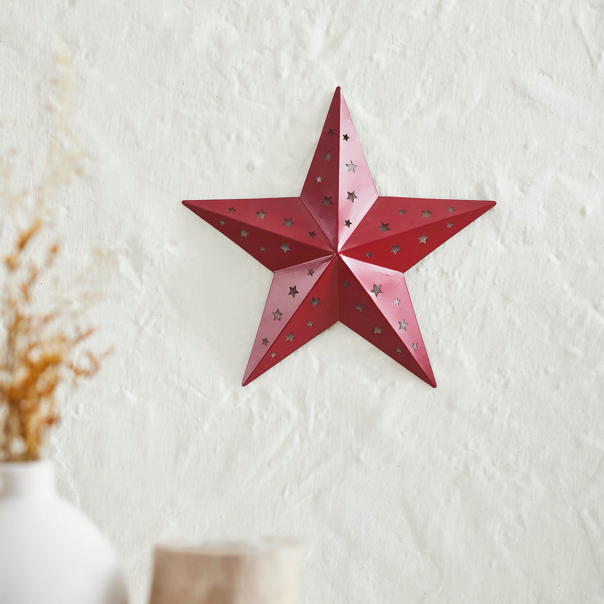 Metal Star Punched Burgundy 12x12