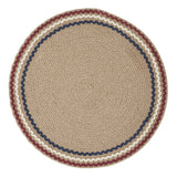 Patriotic Red Blue Ric Rac Placemat 14 Inch Diameter, Round, Primitive Fourth of July Place Mat, Independence Day Tabletop Decor, 2 Pack