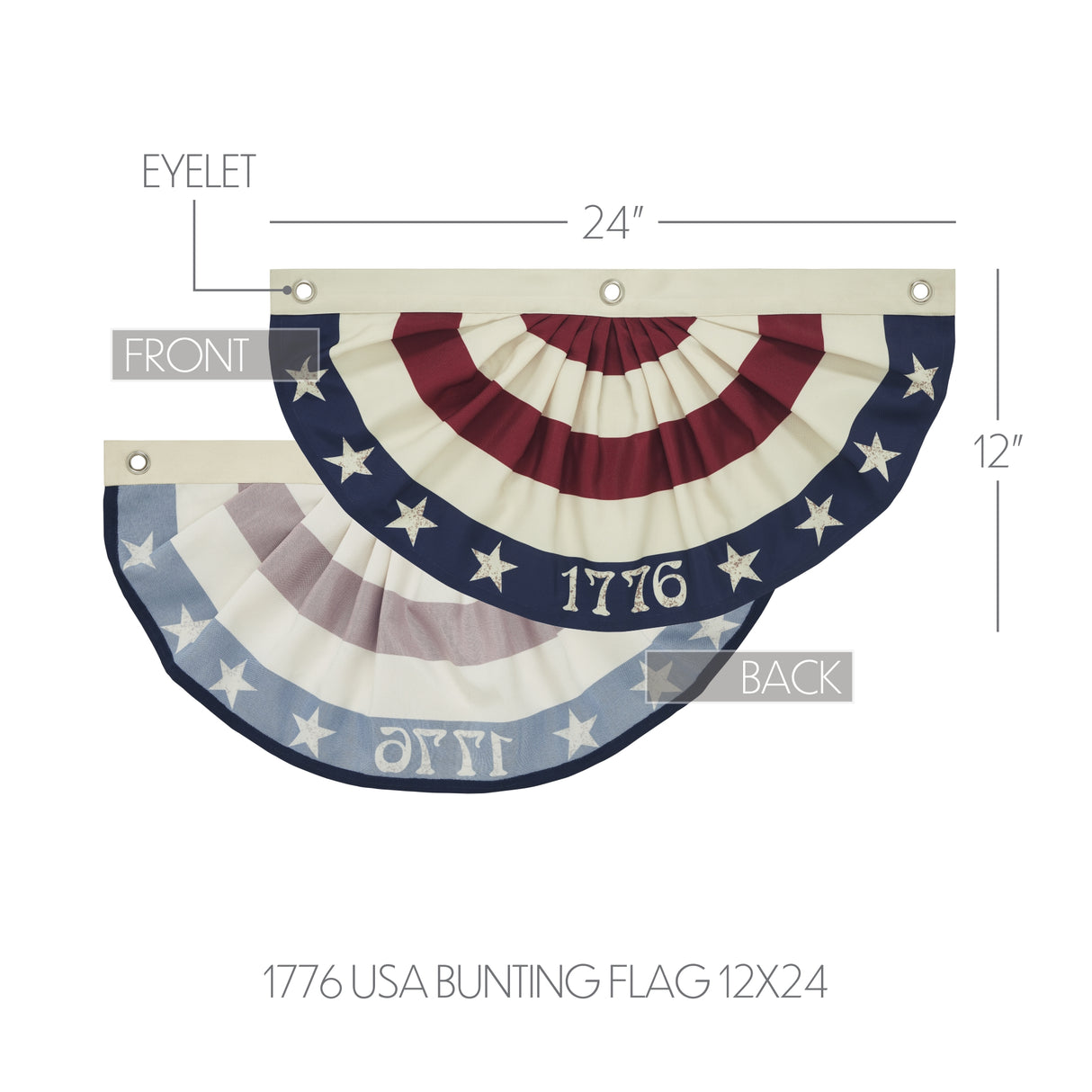 My Country 1776 USA Bunting Flag 12x24