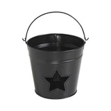 Metal Bucket w/ Star Cutout Black 6x6.5x5