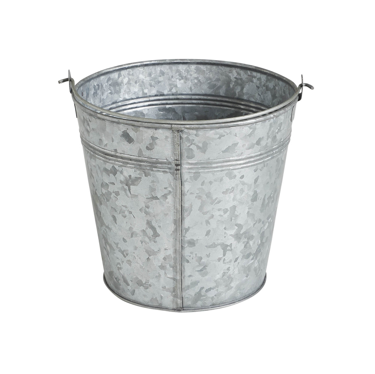 Metal Bucket w/ Star Cutout Galvanized 6x6.5x5