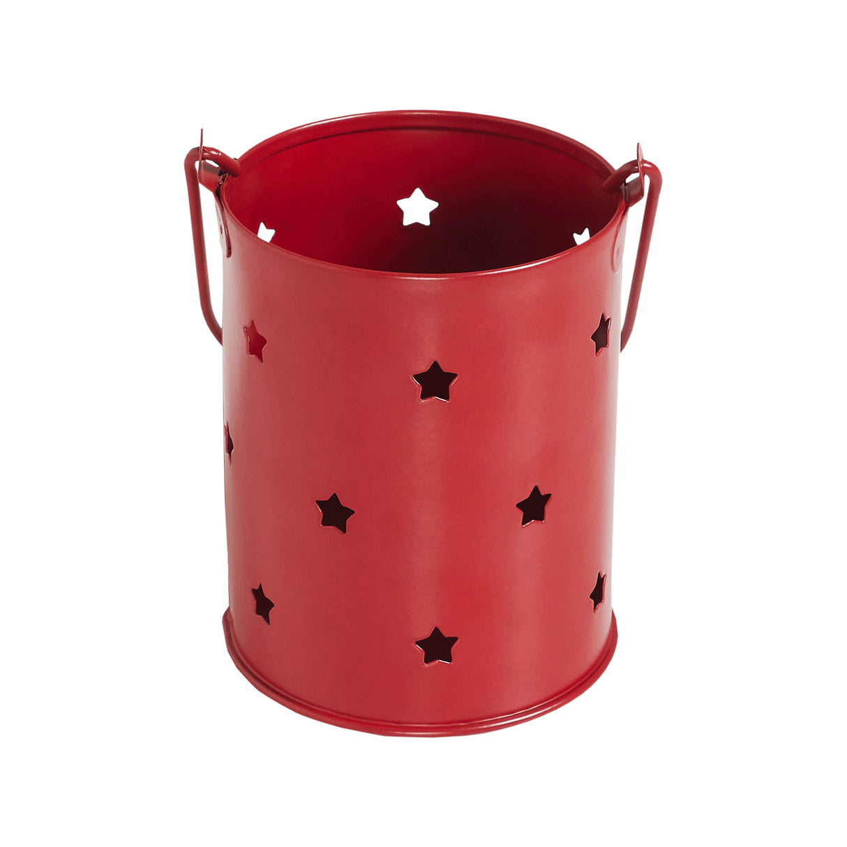 Votive Candle Holder w/ Stars Cutout Barn Red 3.75x3