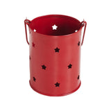 Votive Candle Holder w/ Stars Cutout Barn Red 3.75x3
