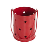 Votive Candle Holder w/ Stars Cutout Barn Red 3.75x3