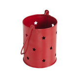 Votive Candle Holder w/ Stars Cutout Barn Red 3.75x3