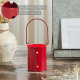 Votive Candle Holder w/ Stars Cutout Barn Red 3.75x3