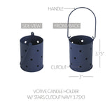 Votive Candle Holder w/ Stars Cutout Navy 3.75x3