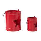 Votive Candle Holder w/ Star Cutout Barn Red Set of 2 Sizes