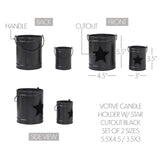 Votive Candle Holder w/ Star Cutout Black Set of 2 Sizes