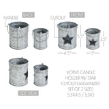Votive Candle Holder w/ Star Cutout Set of 2 Sizes
