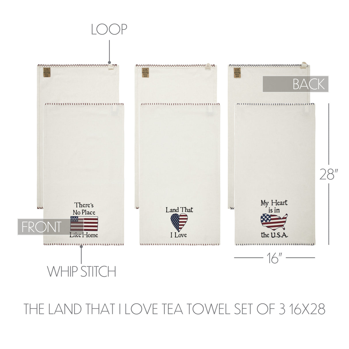 The Land That I Love Tea Towel Set of 3 16x28