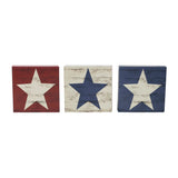 RWB Star MDF Block Signs Set of 3 5x5x1