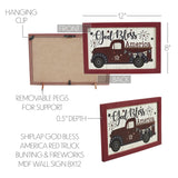 Shiplap God Bless America Red Truck Bunting & Fireworks MDF Wall Sign 8x12