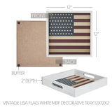 Vintage USA Flag White MDF Decorative Tray 12x12x2