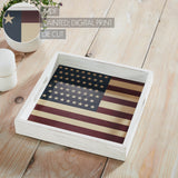 Vintage USA Flag White MDF Decorative Tray 12x12x2