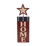 HOME w/ Star In Red Outline MDF Wall Hanging 16x5