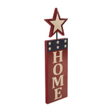 HOME w/ Star In Red Outline MDF Wall Hanging 16x5