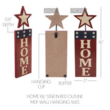 HOME w/ Star In Red Outline MDF Wall Hanging 16x5