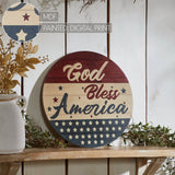 God Bless America Round MDF Wall Hanging 11 Inch Diameter