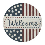 Welcome Stars & Stripes Round Wall Hanging 11 Inch Diameter