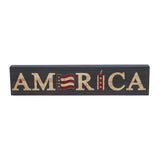 AMERICA Flag and Firecracker MDF Block Sign 3x14x1