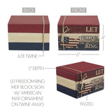 Let Freedom Ring MDF Block Sign w/ American Map Ornament On Twine 4x6x5