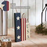 RWB Stars & Stripes USA Candle MDF Figurines Set of 3 Sizes