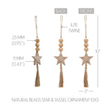 Natural Beads Star & Tassel Ornament 10x3