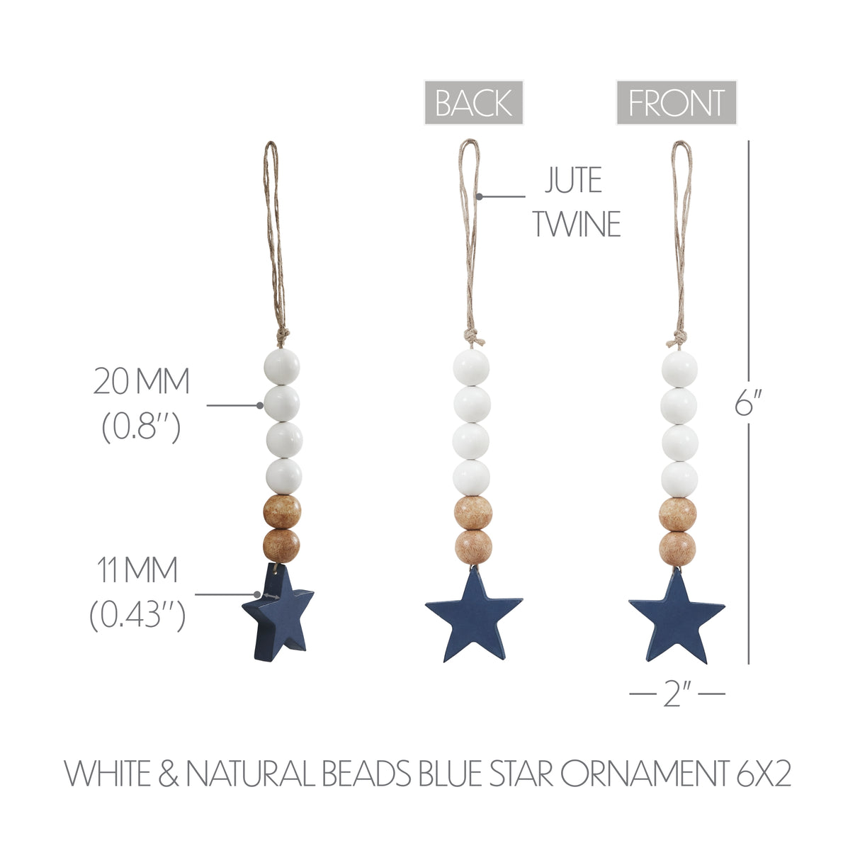 Star Ornament with Beads 6x2